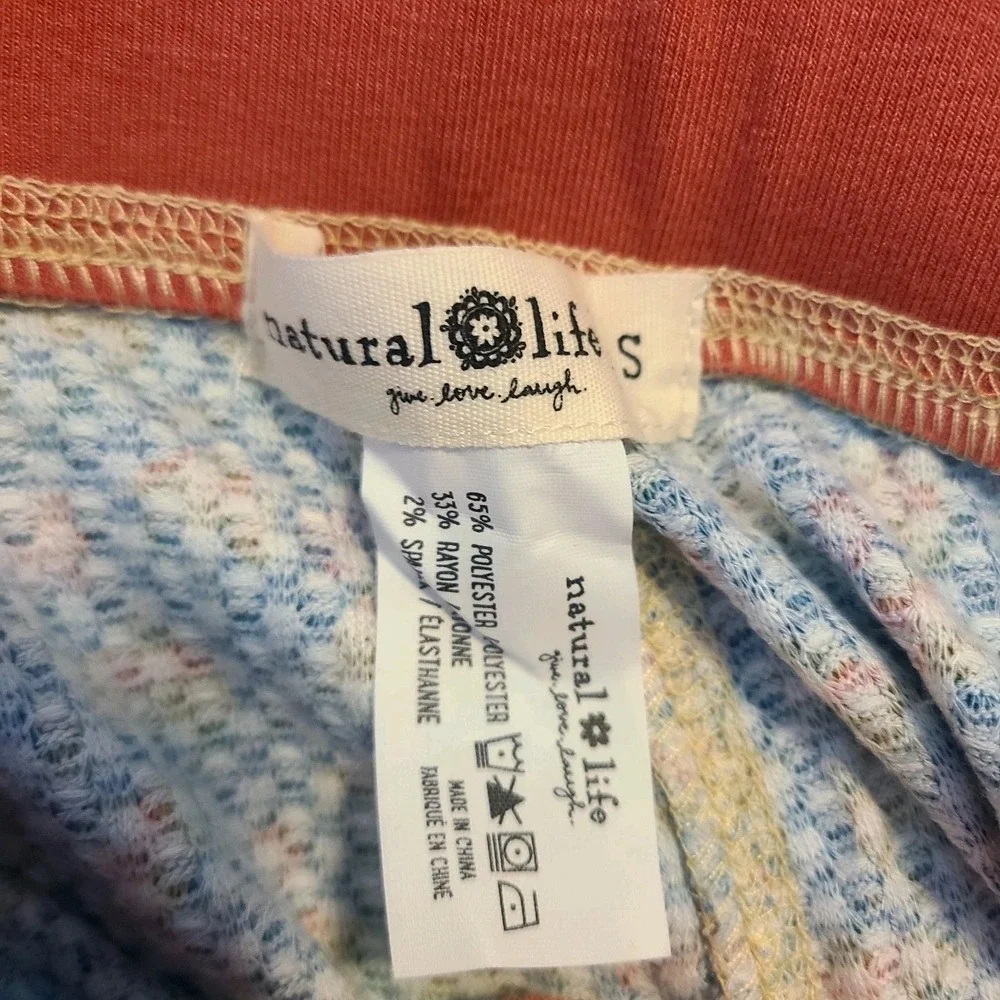 Natural Life Mix & Match Blue Floral Thermal Long John Lounge Pants S Boho - Picture 6 of 6